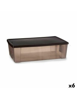Storage Box with Lid Stefanplast Elegance Brown Plastic 30 L 38,5 x 17 x 59,5 cm (6 Units)