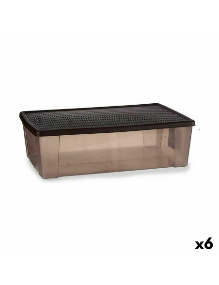 Storage Box with Lid Stefanplast Elegance Brown Plastic 30 L 38,5 x 17 x 59,5 cm (6 Units)