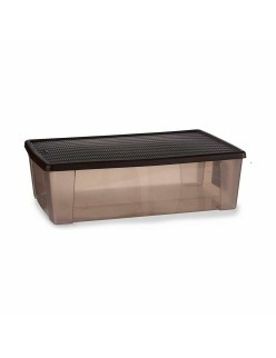 Storage Box with Lid Stefanplast Elegance Brown Plastic 30 L 38,5 x 17 x 59,5 cm (6 Units)
