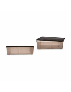 Storage Box with Lid Stefanplast Elegance Brown Plastic 30 L 38,5 x 17 x 59,5 cm (6 Units)