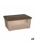 Storage Box with Lid Stefanplast Elegance Brown Plastic 29 x 17 x 39 cm (6 Units)