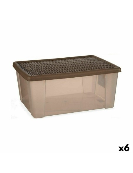 Storage Box with Lid Stefanplast Elegance Brown Plastic 29 x 17 x 39 cm (6 Units)