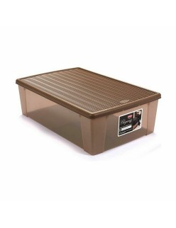 Storage Box with Lid Stefanplast Elegance Beige Plastic 38,5 x 17 x 59,5 cm (6 Units)