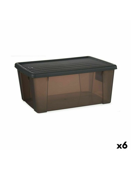 Storage Box with Lid Stefanplast Elegance Grey Plastic 15 L 29 x 17 x 39 cm (6 Units)