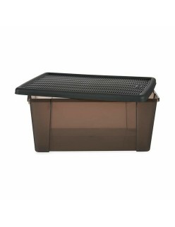 Caixa de Armazenagem com Tampa Stefanplast Elegance Cinzento Plástico 15 L 29 x 17 x 39 cm (6 Unidades)