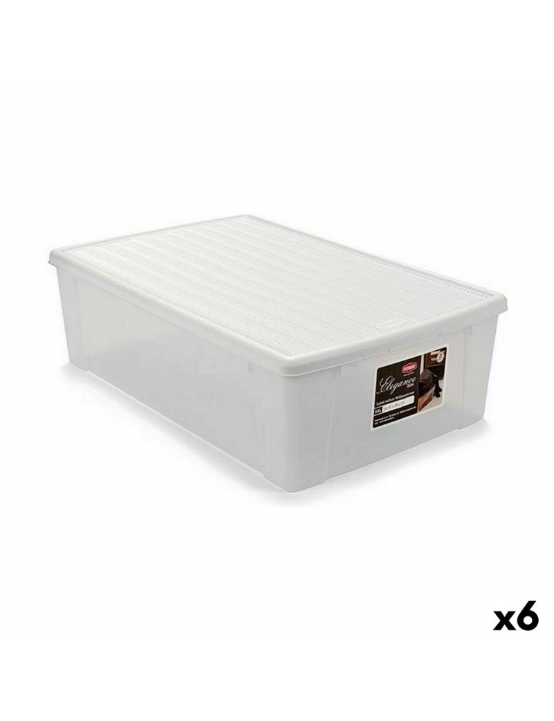 Storage Box with Lid Stefanplast Elegance White Plastic 38,5 x 17 x 59,5 cm (6 Units)