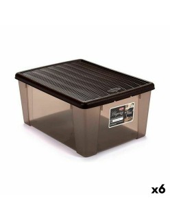Scatola portaoggetti con coperchio Stefanplast Elegance Marrone Plastica 15 L 29 x 17 x 39 cm (6 Unità)