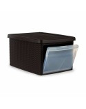 Storage Box with Lid Stefanplast Elegance Side Brown Plastic 29 x 21 x 39 cm (5 Units)