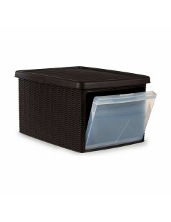 Storage Box with Lid Stefanplast Elegance Side Brown Plastic 29 x 21 x 39 cm (5 Units)