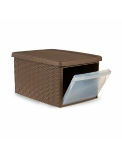 Storage Box with Lid Stefanplast Elegance Side Beige Plastic 29 x 21 x 39 cm (5 Units)