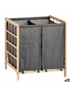 Cesto para la Ropa Sucia Kipit XJL146354H Marrón Gris Madera 30 L x 2 33 x 60 x 59,5 cm (12 Unidades)