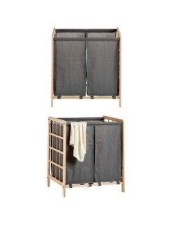 Cesto para la Ropa Sucia Kipit XJL146354H Marrón Gris Madera 30 L x 2 33 x 60 x 59,5 cm (12 Unidades)