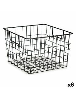 Cesto Kinvara W7318 Negro Acero 29 x 19,5 x 32 cm Con asas (8 Unidades)