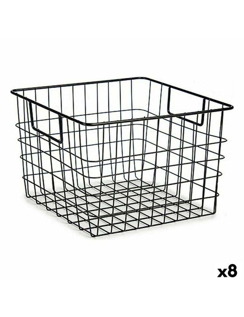 Cesto Kinvara W7318 Negro Acero 29 x 19,5 x 32 cm Con asas (8 Unidades)