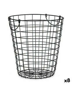 Cesto Kinvara W5759-M Negro Acero 30 x 30 x 30 cm Con asas (8 Unidades)