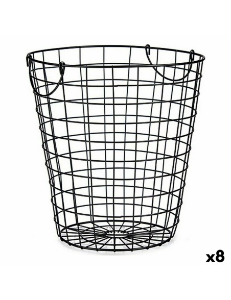 Cesto Kinvara W5759-M Negro Acero 30 x 30 x 30 cm Con asas (8 Unidades)
