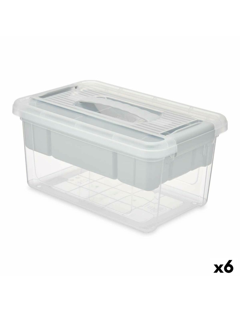Caja Multiusos Kipit 02 1310 Gris Transparente Plástico 5 L 29,5 x 14,5 x 19,2 cm (6 Unidades)