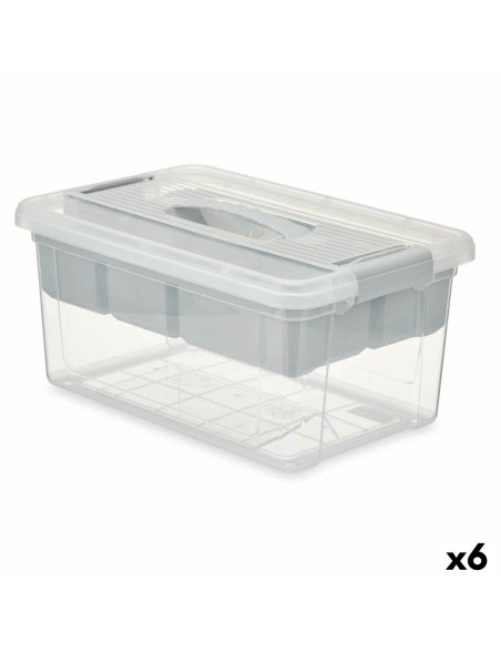 Caja Multiusos Kipit 02 1311 Gris Transparente Plástico 9 L 35,5 x 17 x 23,5 cm (6 Unidades)