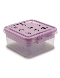 Caja-Joyero Morado Transparente Plástico 24,5 x 11,5 x 26 cm (12 Unidades)