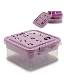 Caja-Joyero Morado Transparente Plástico 24,5 x 11,5 x 26 cm (12 Unidades)