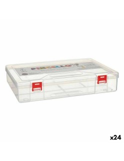 Caja Multiusos Pincello HB526 Rojo Transparente Plástico 29,5 x 6 x 20,5 cm (24 Unidades)