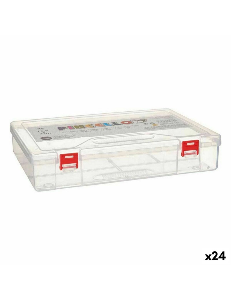 Caja Multiusos Pincello HB526 Rojo Transparente Plástico 29,5 x 6 x 20,5 cm (24 Unidades)