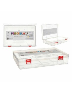 Caja Multiusos Pincello HB526 Rojo Transparente Plástico 29,5 x 6 x 20,5 cm (24 Unidades)