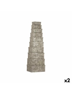 Set de Cajas Organizadoras Apilables Pincello 128 Antracita Cartón Rayas (2 Unidades)
