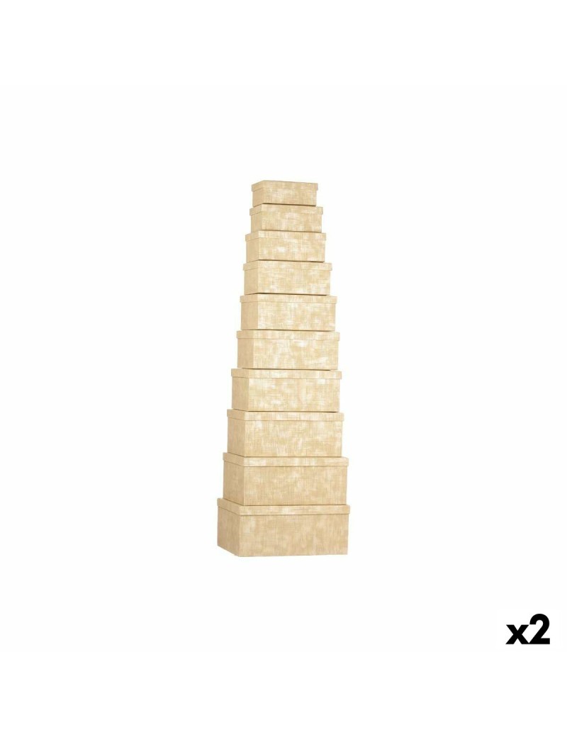 Jeu de Caisses de Rangement Empilables Pincello 130 Naturel Carton Rayures (2 Unités)