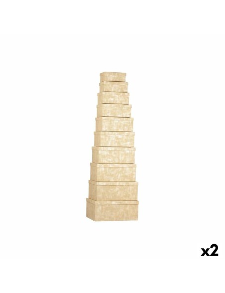 Conjunto de Caixas de Organização Empilháveis Pincello 130 Natural Cartão Riscas (2 Unidades)