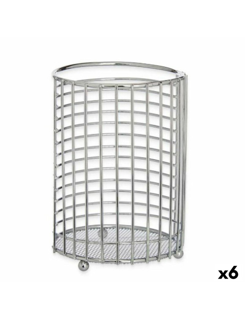 Contenitore per Utensili da Cucina Kinvara CN-W7728-2 CHROME Argentato Metallo 12 x 16 x 12 cm (6 Unità)