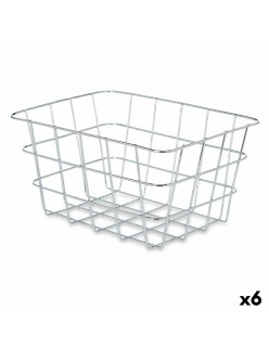 Cestino Multiuso Kinvara W5759K-S CHROME Argentato Metallo 24 x 12,5 x 18,5 cm Rettangolare (6 Unità)