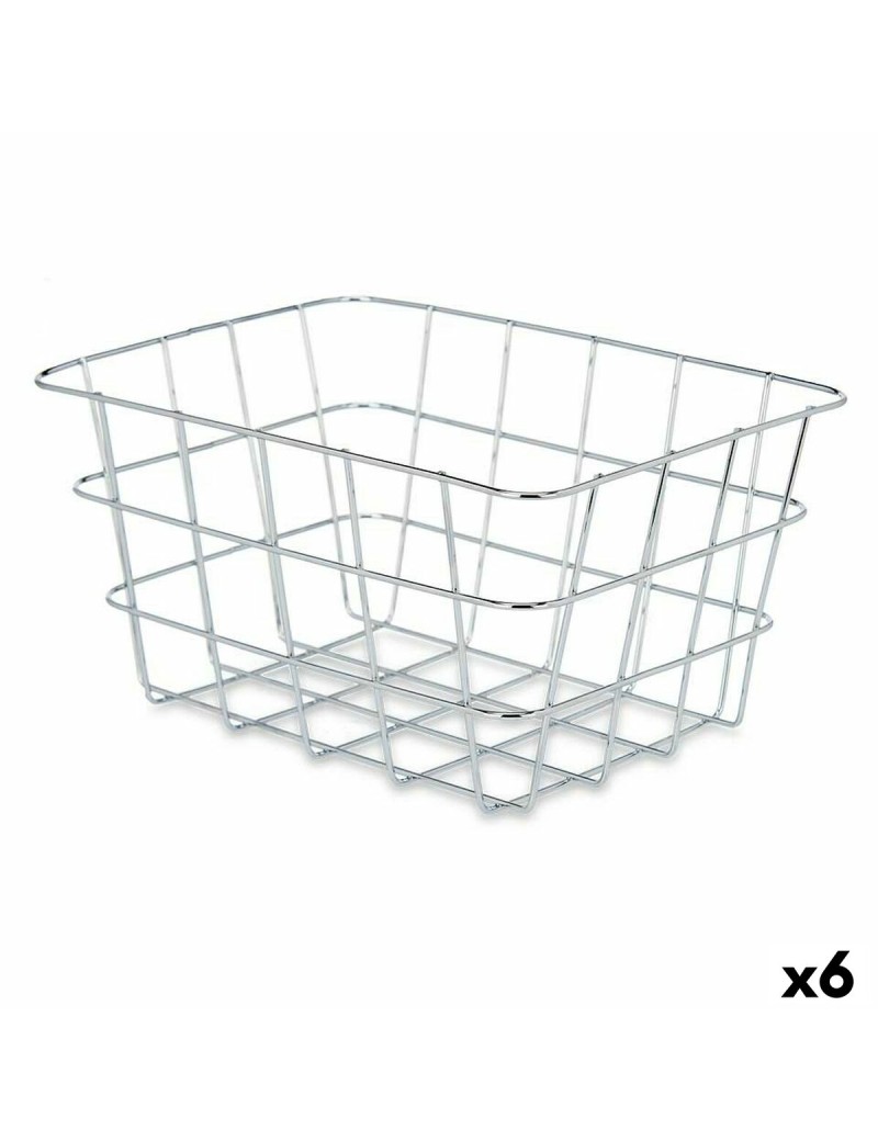 Cestino Multiuso Kinvara W5759K-S CHROME Argentato Metallo 24 x 12,5 x 18,5 cm Rettangolare (6 Unità)