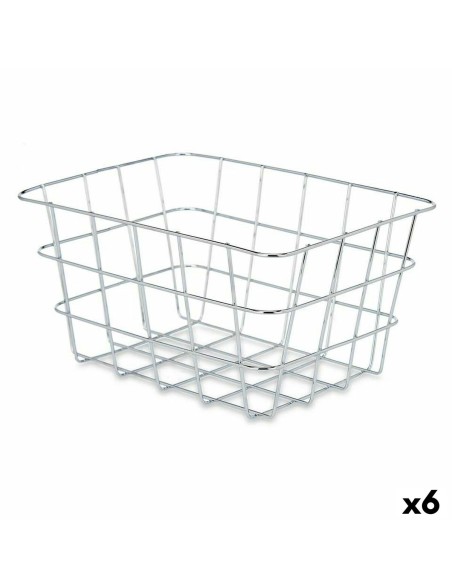Cestino Multiuso Kinvara W5759K-S CHROME Argentato Metallo 24 x 12,5 x 18,5 cm Rettangolare (6 Unità)