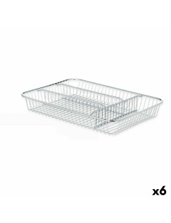 Vassoio Portaposate Kinvara CN-W7267-1 CHROME Argentato Metallo 26 x 4,5 x 35,5 cm (6 Unità)