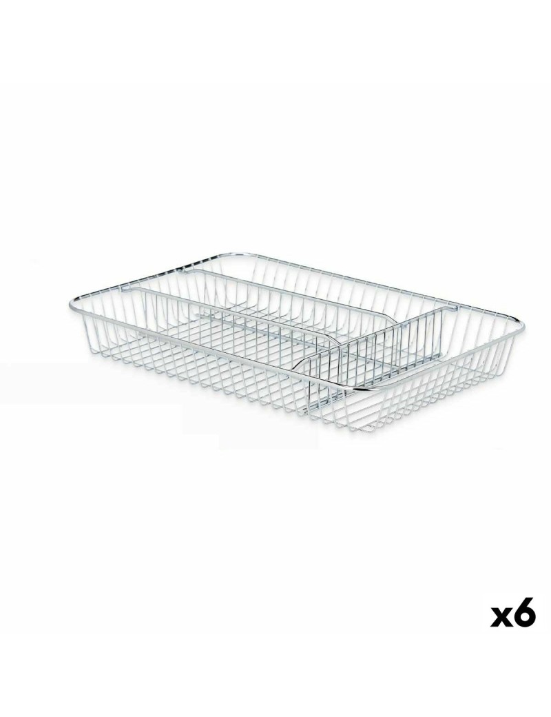 Vassoio Portaposate Kinvara CN-W7267-1 CHROME Argentato Metallo 26 x 4,5 x 35,5 cm (6 Unità)
