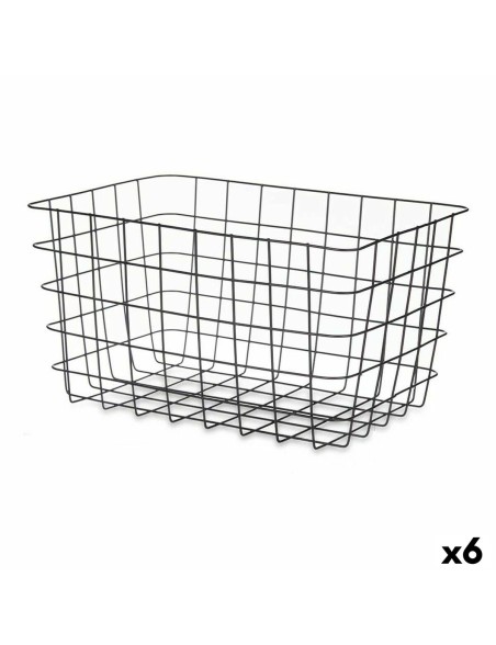 Cestino Multiuso Kinvara W5759K-L BLACK Nero Metallo 38,5 x 20,5 x 28 cm Rettangolare (6 Unità)