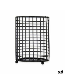 Contenitore per Utensili da Cucina Kinvara W7728-2P Nero Metallo 11,3 x 16 x 11,3 cm (6 Unità)