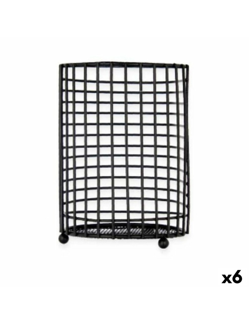 Contenitore per Utensili da Cucina Kinvara W7728-2P Nero Metallo 11,3 x 16 x 11,3 cm (6 Unità)