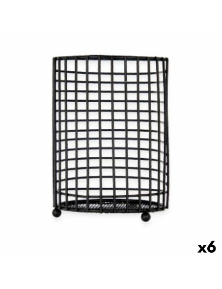 Contenitore per Utensili da Cucina Kinvara W7728-2P Nero Metallo 11,3 x 16 x 11,3 cm (6 Unità)