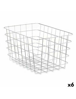 Cestino Multiuso Kinvara W5759K-L CHROME Argentato Metallo 38 x 21 x 26 cm Rettangolare (6 Unità)
