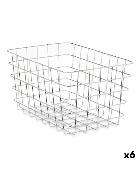 Cestino Multiuso Kinvara W5759K-L CHROME Argentato Metallo 38 x 21 x 26 cm Rettangolare (6 Unità)