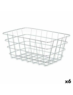 Cestino Multiuso Kinvara W5759K-M CHROME Argentato Metallo 31 x 14 x 21 cm Rettangolare (6 Unità)