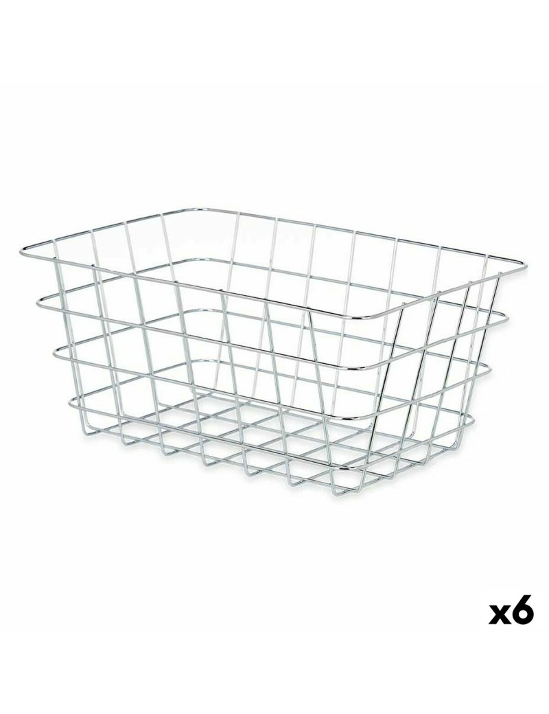 Cestino Multiuso Kinvara W5759K-M CHROME Argentato Metallo 31 x 14 x 21 cm Rettangolare (6 Unità)