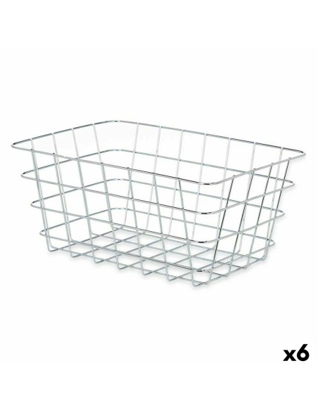 Cestino Multiuso Kinvara W5759K-M CHROME Argentato Metallo 31 x 14 x 21 cm Rettangolare (6 Unità)
