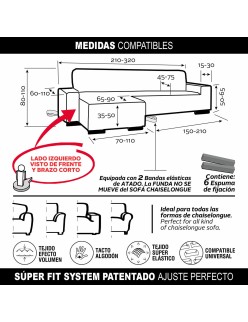 Housse pour méridienne gauche à accoudoir court Sofaskins NIAGARA 210 - 340 cm