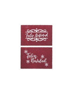 Felpudo DKD Home Decor Blanco Rojo PVC Fibra de coco 60 x 40 x 1,5 cm (2 Unidades)