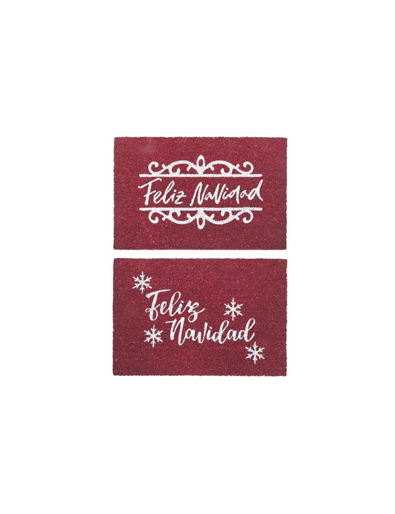 Felpudo DKD Home Decor Blanco Rojo PVC Fibra de coco 60 x 40 x 1,5 cm (2 Unidades)