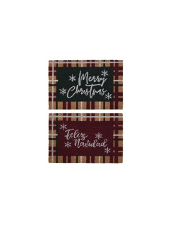 Paillasson DKD Home Decor Blanc Marron Rouge Vert PVC Fibres de coco 60 x 40 x 1,5 cm (2 Unités)