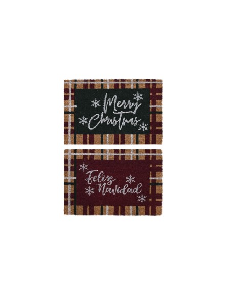 Paillasson DKD Home Decor Blanc Marron Rouge Vert PVC Fibres de coco 60 x 40 x 1,5 cm (2 Unités)